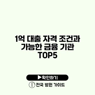 1억 대출 자격 조건과 가능한 금융 기관 TOP5