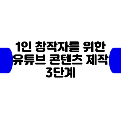 1인 창작자를 위한 유튜브 콘텐츠 제작 3단계