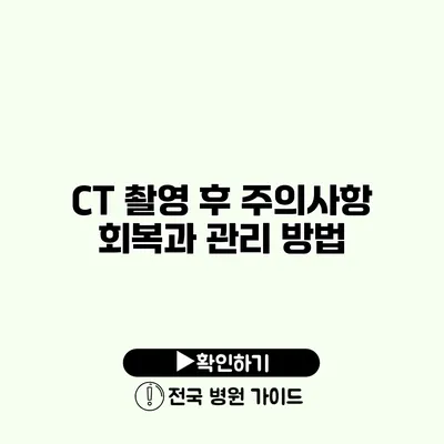 CT 촬영 후 주의사항 회복과 관리 방법