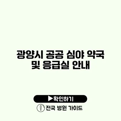 광양시 공공 심야 약국 및 응급실 안내