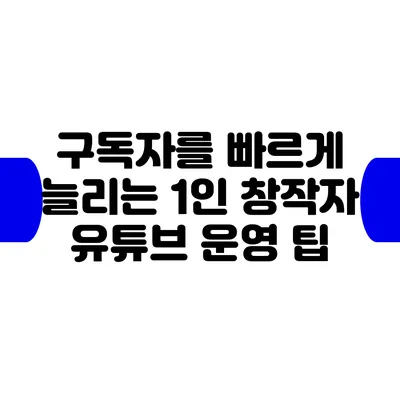 구독자를 빠르게 늘리는 1인 창작자 유튜브 운영 팁