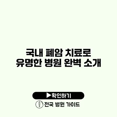 국내 폐암 치료로 유명한 병원 완벽 소개