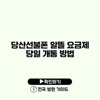 당산선불폰 알뜰 요금제 당일 개통 방법