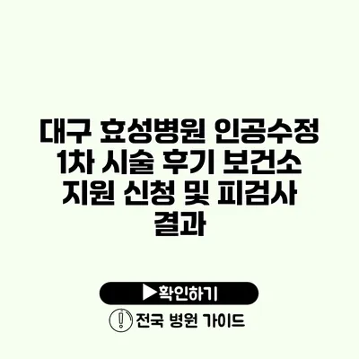 대구 효성병원 인공수정 1차 시술 후기 보건소 지원 신청 및 피검사 결과