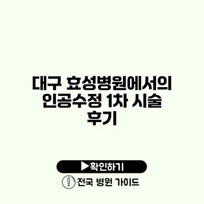 대구 효성병원에서의 인공수정 1차 시술 후기