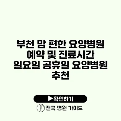 부천 맘 편한 요양병원 예약 및 진료시간 일요일 공휴일 요양병원 추천