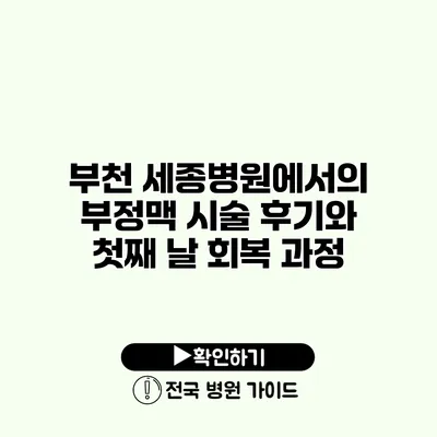 부천 세종병원에서의 부정맥 시술 후기와 첫째 날 회복 과정