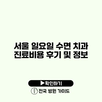 서울 일요일 수면 치과 진료비용 후기 및 정보