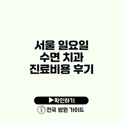 서울 일요일 수면 치과 진료비용 후기