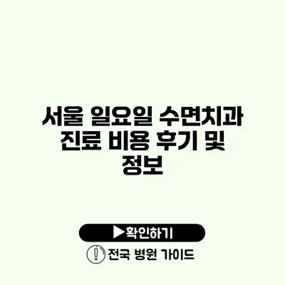 서울 일요일 수면치과 진료 비용 후기 및 정보