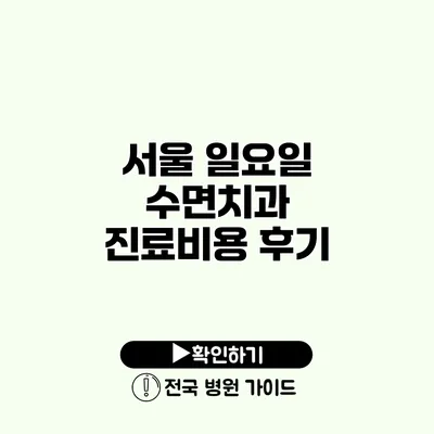 서울 일요일 수면치과 진료비용 후기