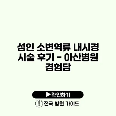 성인 소변역류 내시경 시술 후기 - 아산병원 경험담