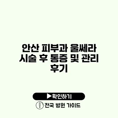 안산 피부과 울쎄라 시술 후 통증 및 관리 후기