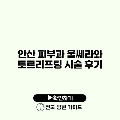 안산 피부과 울쎄라와 토르리프팅 시술 후기