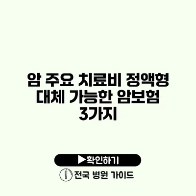 암 주요 치료비 정액형 대체 가능한 암보험 3가지