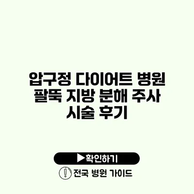 압구정 다이어트 병원 팔뚝 지방 분해 주사 시술 후기