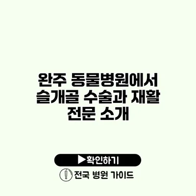 완주 동물병원에서 슬개골 수술과 재활 전문 소개