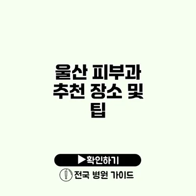 울산 피부과 추천 장소 및 팁