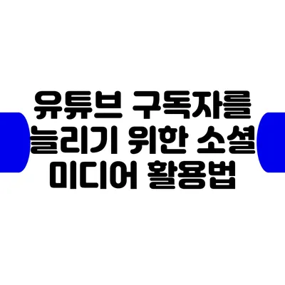 유튜브 구독자를 늘리기 위한 소셜 미디어 활용법