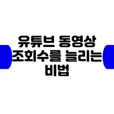 유튜브 동영상 조회수를 늘리는 비법