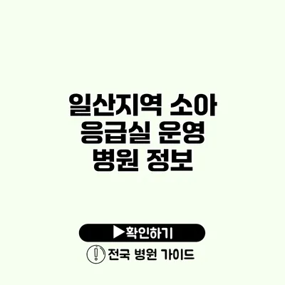 일산지역 소아 응급실 운영 병원 정보