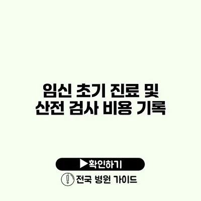 임신 초기 진료 및 산전 검사 비용 기록