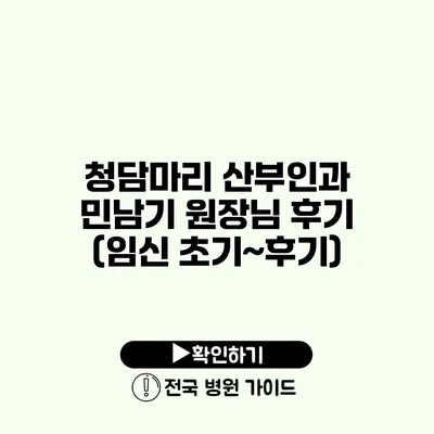 청담마리 산부인과 민남기 원장님 후기 (임신 초기~후기)