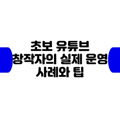 초보 유튜브 창작자의 실제 운영 사례와 팁