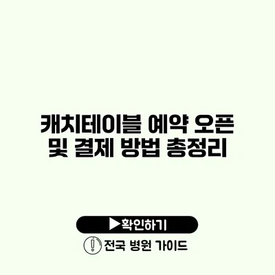 캐치테이블 예약 오픈 및 결제 방법 총정리