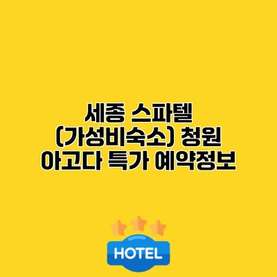 세종 스파텔 (가성비숙소) 청원 아고다 특가 예약정보