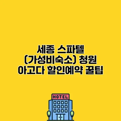 세종 스파텔 (가성비숙소) 청원 아고다 할인예약 꿀팁