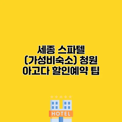 세종 스파텔 (가성비숙소) 청원 아고다 할인예약 팁