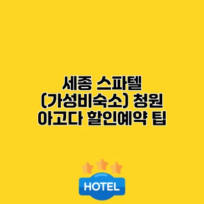 세종 스파텔 (가성비숙소) 청원 아고다 할인예약 팁
