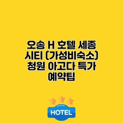 오송 H 호텔 세종 시티 (가성비숙소) 청원 아고다 특가 예약팁