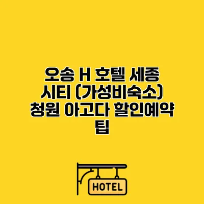 오송 H 호텔 세종 시티 (가성비숙소) 청원 아고다 할인예약 팁